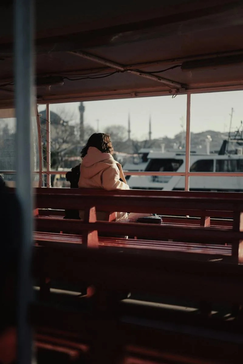 A quiet moment in the ferry cabin